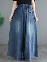 Drawstring Split-Side Loose Wide Leg Trousers Jean Pants Bottoms