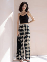 Vacation High Waisted Plaid Pants