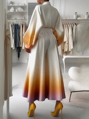 High Waisted Loose Gradient Pleated Split-Joint Pants Trousers