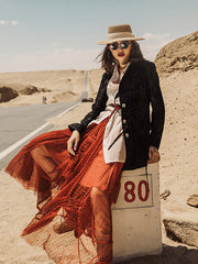 Vacation Irregularity Loose Solid Color Skirt