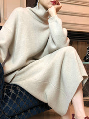 Urban Loose Solid Color High-Neck Sweater Tops & Skirts Bottoms Suits