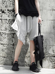 Original Solid Color Falbala Asymmetric Irregularity Shorts