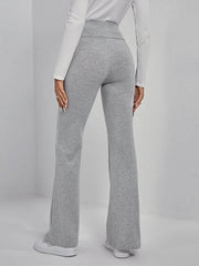 Solid Color High Waisted Trousers Pants