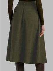 No Belt Pockets Solid Color Loose Skirts Bottoms