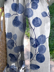 Women's Retro Botanical Floral Printed Cotton And Linen Casual Pants