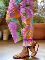 Women's Art Floral Loose Casual Pants (With Pockets)