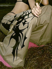 Ink-Splash Print Straight-Leg Casual Trousers