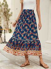 Elasticity Flower Print Pleated Split-Joint Loose Skirts Bottoms