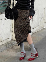 Leopard Print Lace Skirt