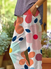 Women's Art Floral Loose Casual Pants (With Pockets)