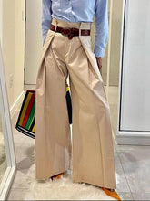 Pleated Solid Color Split-Joint High Waisted Loose Trousers Pants