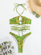 Women's Swimsuit Criss Cross Strap Printing Split Bikini