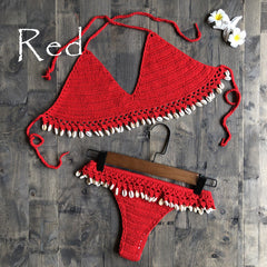 Hand Crocheted Shell Split Bikini