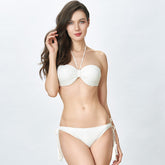 Gathering Swimsuit Gorgeous Bikini Solid Fringe