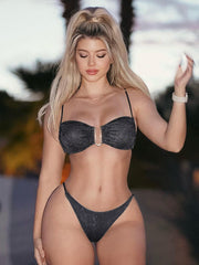 Waveista Glitter Drawstring Bikini Swimsuit