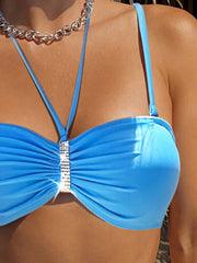 Waveista Plain Halter Bikini Swimsuit