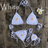 Vacation Hand-Woven Daisy Pattern Beach Bikini