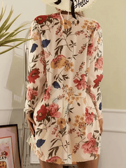 Women's Floral Print Halterneck Triangular Cup Sun Protection Cover-Up Bikini Three-Piece Set