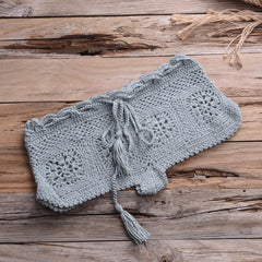 Solid Color Handwoven Lace-up Split Swimsuit