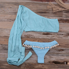 Modern Beach Bikini Split Shell Suit with