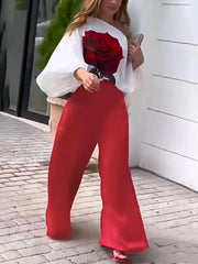 High Waisted Loose Pockets Solid Color Pants Trousers
