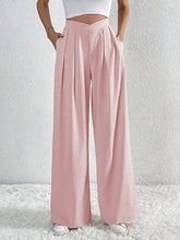 Pleated Solid Color Loose Wide Leg Trousers Pants