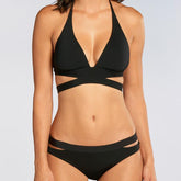 Pure color cross-strap bikini for women