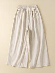 Simple Loose Wide Leg Elasticity Solid Color Casual Pants Bottoms