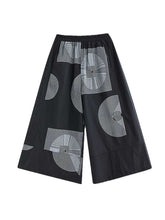 Elasticity Printed High Waisted Loose Pants Cropped Trousers