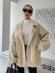 SUADE LAMB LOOSE PATCHWORK JACKET