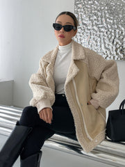 SUADE LAMB LOOSE PATCHWORK JACKET