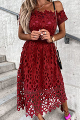 Sweet Elegant Hollowed Out Backless Off the Shoulder A Line Dresses(2 Colors)