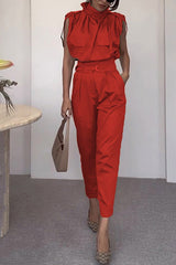 Street Elegant Solid Patchwork Turtleneck Regular Jumpsuits(8 Colors)