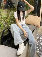 Casual High Waisted Solid Color Wide Leg Pants