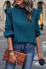Street Elegant Solid Stringy Selvedge Mandarin Collar Tops(3 Colors)
