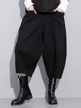 Casual High Waisted Loose Wide Leg Black Harem Pants