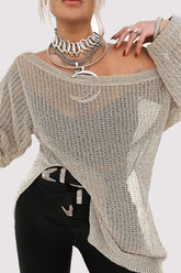 Sexy Solid Color Hollow Out Off Shoulder Tops