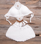 Hollow Out Split Dangling Beads Bikini