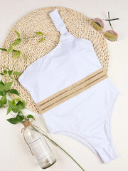 Sexy Patchwork Hollowed Out Solid Color One Piece Bikini