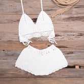 Hand Crocheted Hollow Out Split Lace Bikini