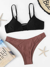 Fashion Two Tone High Cut Bikini Set
