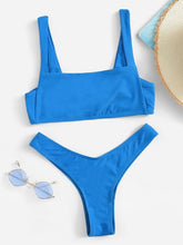 Fashion Blue Braided High Leg Bikini Set
