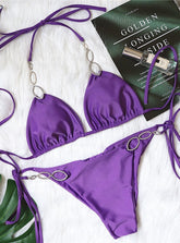 Sexy Metal Accessories Rhinestone Strap Swimsuit