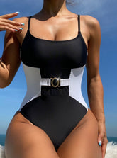 Sexy One-piece Black and White Contrast Bikini