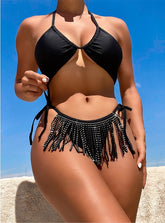 Fringed V-neck Halter Beach Bikini