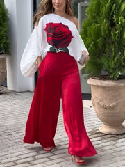 High Waisted Loose Pockets Solid Color Pants Trousers