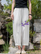 Vintage Ramie Cotton Solid Color Cropped Pants Harem Pants
