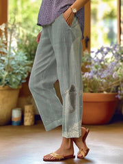 Women's Japanese Art Loose Pocket Patchwork Casual Pants