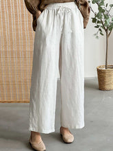 Drawstring Solid Color Loose Wide Leg Casual Pants Bottoms