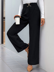 Solid Color Zipper High Waisted Loose Trousers Pants
